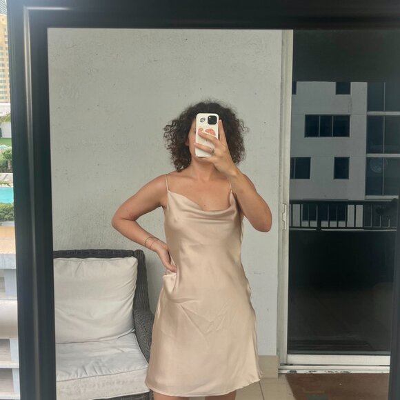 Shortended Show Me Your Mumu Verona Cowl Neck Dress in Champange - Picture 6 of 8